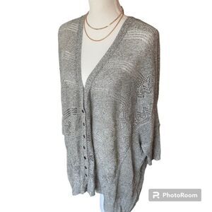NIC+ZOE Slouch Knit Dolman Sleeve Button Cardigan